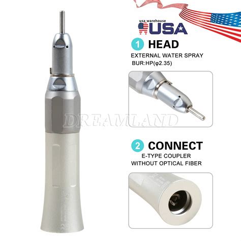 Dental Straight Nose Cone Slow Low Speed E Type Air Motor 4 H Handpiece