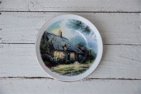 Thomas Kinkade Moonlight Cottage Plate Etsy