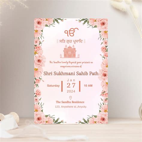 Beautiful Shri Sukhmani Sahib Path Invitation For Any Occasion Easy To