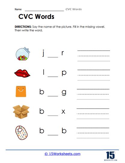 Cvc Word And Picture Matching Worksheets Distance Learning Worksheets