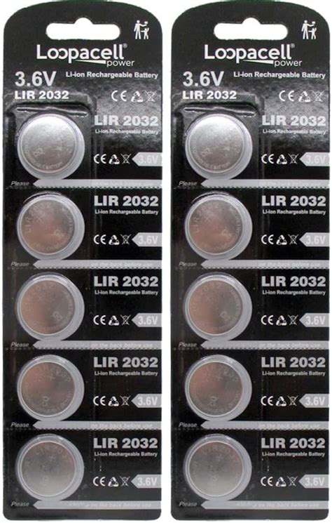 10 Pilas Loopacell LIR2032 Recargables De Litio De 3 6 V Amazon