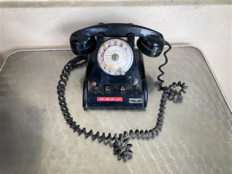 Ancien Telephone Noir En Bakelite A Cadran Nor Deco Vintage Eur