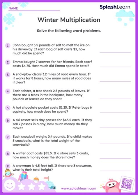 Decimal Multiplication Word Problems Worksheets Free And Printable Splashlearn