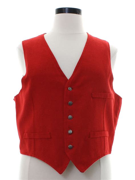 Missing Label 1980s Vintage Vest 80s Missing Label Womens Red