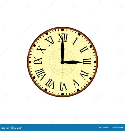 Simple Vintage Clock Vector With Roman Letters As Numbers On The