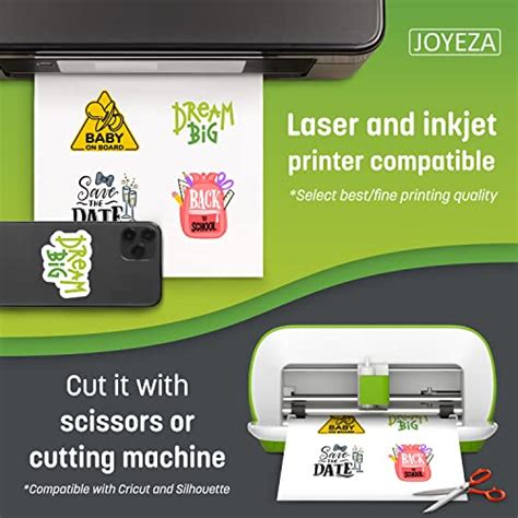 JOYEZA Premium Printable Vinyl Sticker Paper For Inkjet Printer 25