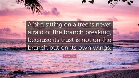 Anonymous Quote A Bird Sitting On A Tree Is Never Afraid Of The