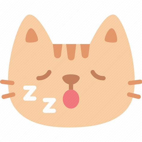 Sleeping, cat, emoticon, emoji, emotion, expression, feeling icon ...