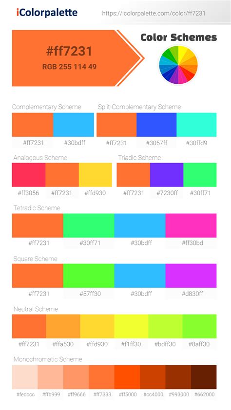 Pantone Bright Orange U Color | Hex color Code #ff7231 information ...