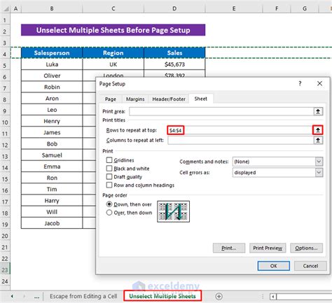 How To Fix The Rows To Repeat At Top Feature In Excel If Greyed Out 4 Fixes