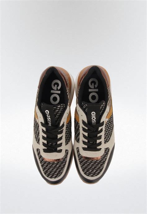 Gioseppo Sneakers Marrones Con Texturas Y Piezas Blancas Y Cobre Con