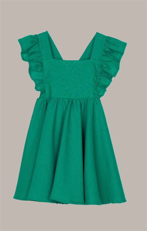 Vestido Infantil Camélia Linho Misto Sustentável Verde Pappus