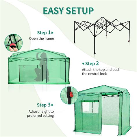 Eagle Peak Easy Fast Setup Instan 8x6 Pop Up Walk In Greenhouse Eagle