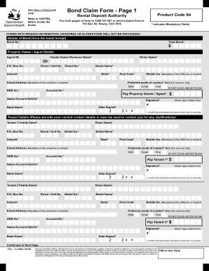 Bond Claim Form Fill Online Printable Fillable Blank Pdffiller