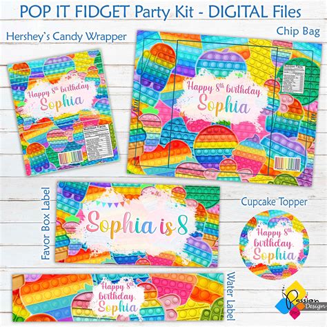 Paper Pop It Rice Krispies Treats Wrapper Printable Party Favor Fidget Toy Snack Wrapper Push