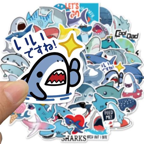 100 Enchanting Whale & Shark Cartoon Vinyl Stickers Dive Into Oceanic ...