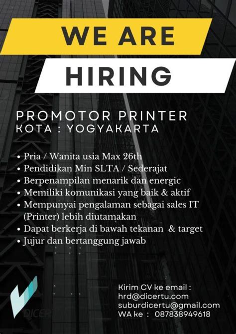 Lowongan Kerja Sales Promotor Di Pt Dicertu Indonesia Lokerjogja Id