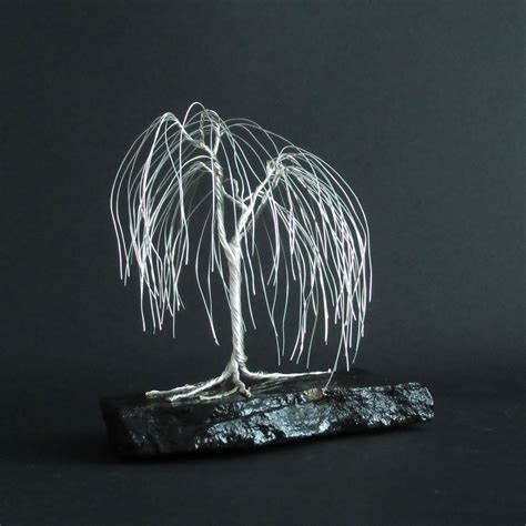 Weeping Willow Tree Sculpture Wire Tree Art Silver Anniversary Gift