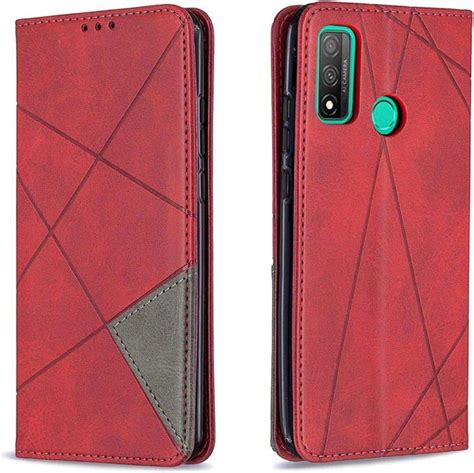 Étui Portefeuille Huawei P Smart 2020 en PU Cuir Premium Rouge avec