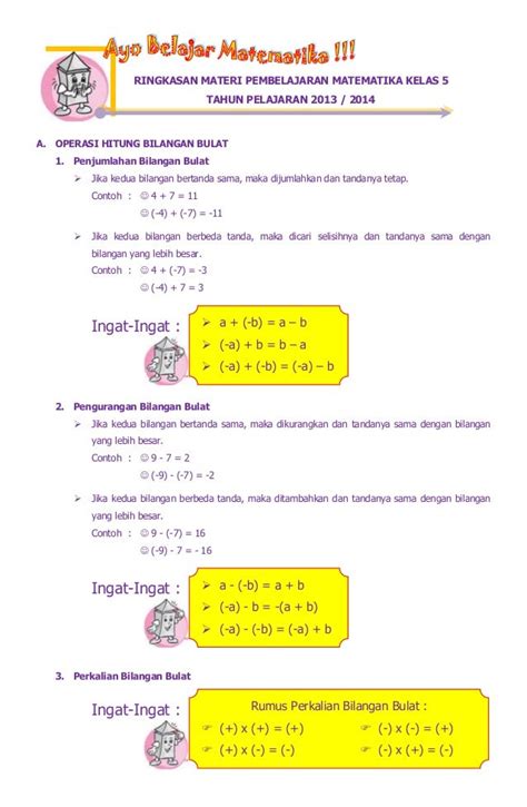 Contoh Operasi Hitung Bilangan Bulat Koleksi Gambar