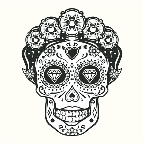 Mexican skull, day of the dead tatoo 11538085 Vector Art at Vecteezy