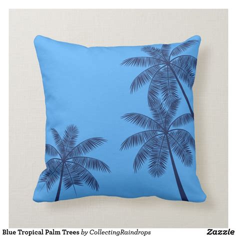 Blue Tropical Palm Trees Throw Pillow In 2021 Throw