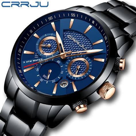 CRRJU reloj deportivo de lujo para hombre cronógrafo informal de