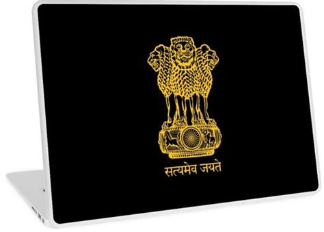 "INDIA LION EMBLEM INDIAN FLAG (GOLD)" Laptop Skin for Sale by enigmaticone