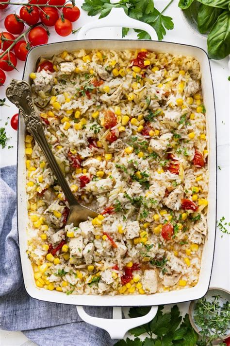 Dump And Bake Chicken And Rice With Summer Veggies The Seasoned Mom