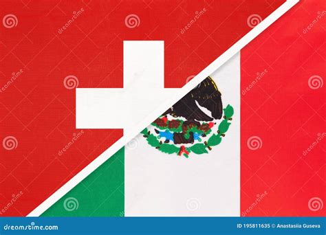 Switzerland And Mexico Symbol Of National Flags From Textile