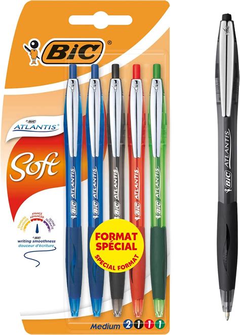 BIC Atlantis Soft Stylos Bille Rétractables Pointe Moyenne 1 0 mm