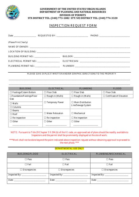 Virgin Islands Inspection Request Form Fill Out Sign Online And