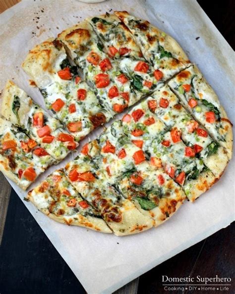 Spinach Tomato Ranch Pizza • Domestic Superhero