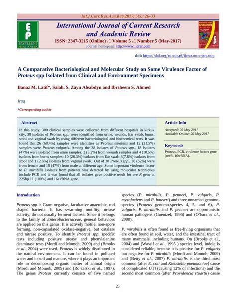 PDF Proteus Spp Isolated From Clinical And Environment M Latif Et