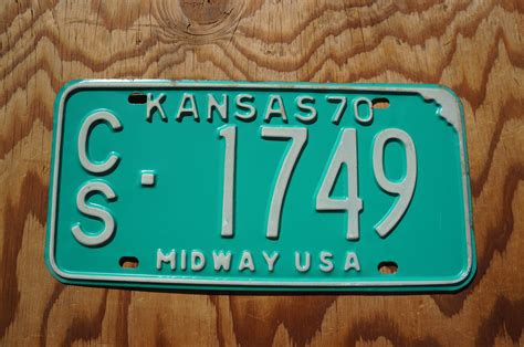 1970 Kansas Green License Plate 1749 Etsy