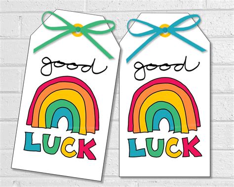 Good Luck Tags With Rainbow Design Printable Lucky Rainbow Etsy Ireland