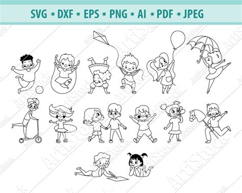 cute kids svg playing kids svg kindergarten svg happy etsy