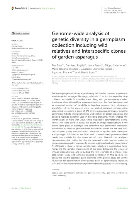 PDF Genome Wide Analysis Of Genetic Diversity In A Germplasm