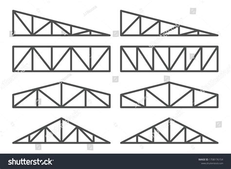 Truss Icon Set Roofing Steel Frame Stock Vector Royalty Free