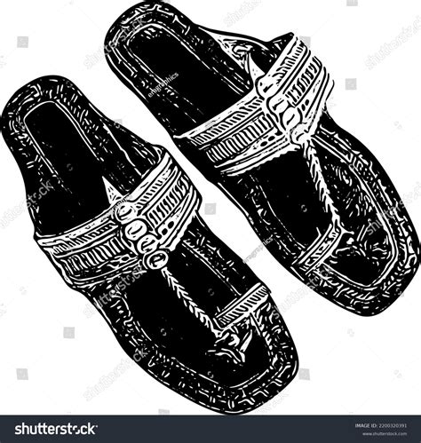 Indian Leather Chappal Line Art Vector Indian Royalty Free Stock