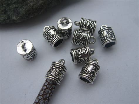 10pcs Antique Silver End Caps For Up To 5 5mm Round Leather Etsy