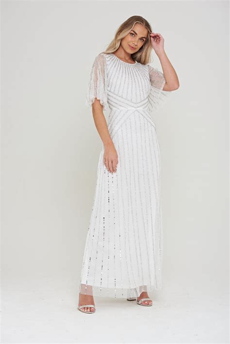 Evelyn White Embellished Maxi Dress Frock And Frill