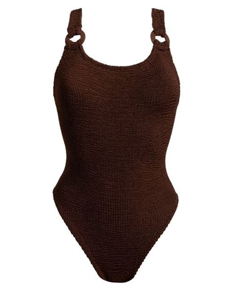 Hunza G Domino One Piece Swimsuit In Brown Lyst