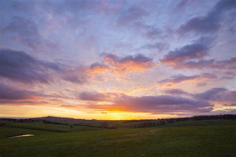 Beautiful Sunset Sky Over Farmland Stock Image Image Of Dusk Beauty