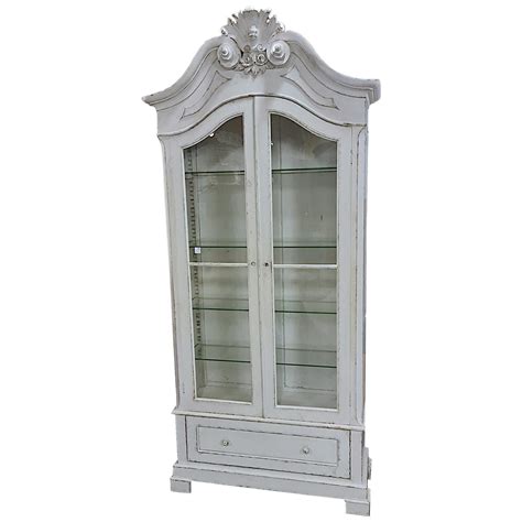 Swedish Gustavian Glass Front Vitrine Display Cabinet Armoire Linen Press 1800s For Sale At