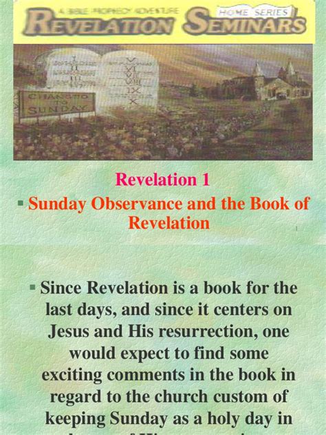 Revelation Seminars Sunday Observance And The Book Of Revelation Pdf