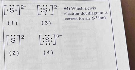 Solved S 2 S 2 4 Which Lewis Electron Dot Diagram Is