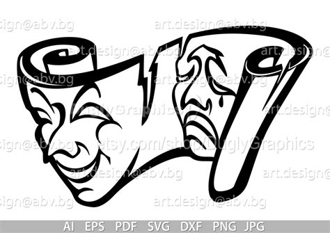 Vector Theater Masks Ai Eps Pdf Svg Dxf Png  Etsy