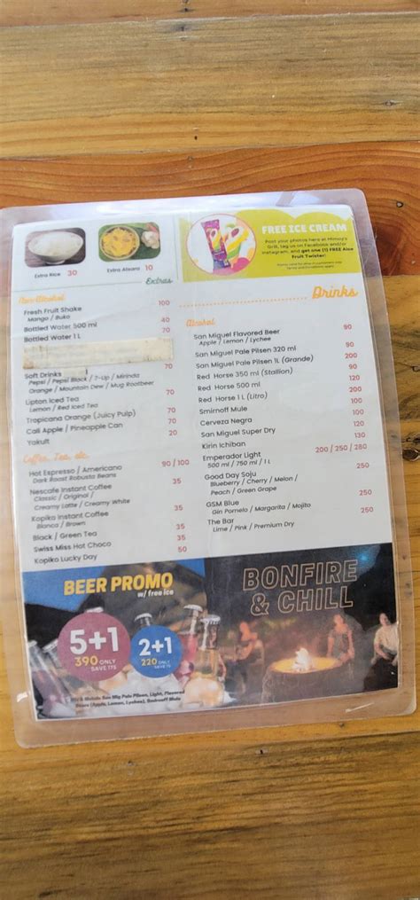 Menu At Mimoy S Grill Busay Cebu City Restaurant Cebu City