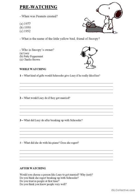 Lucy Loves Schroeder 2nd Condition English ESL Worksheets Pdf Doc